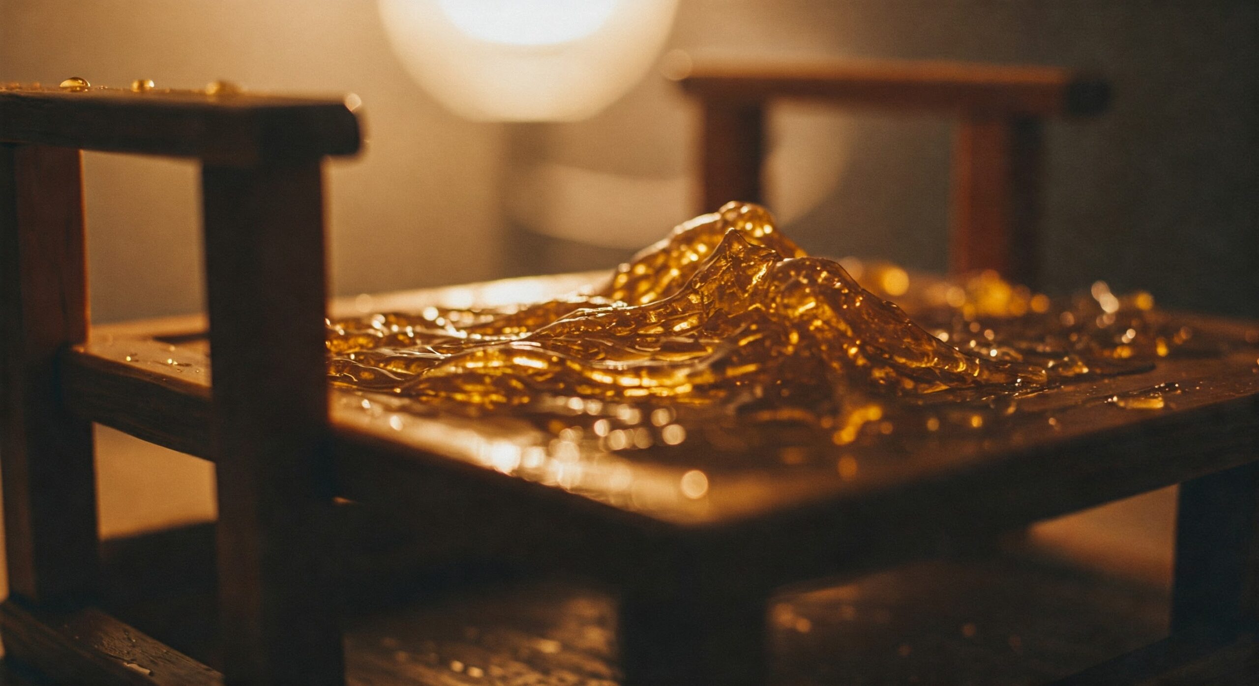 Molten amber shellac resin